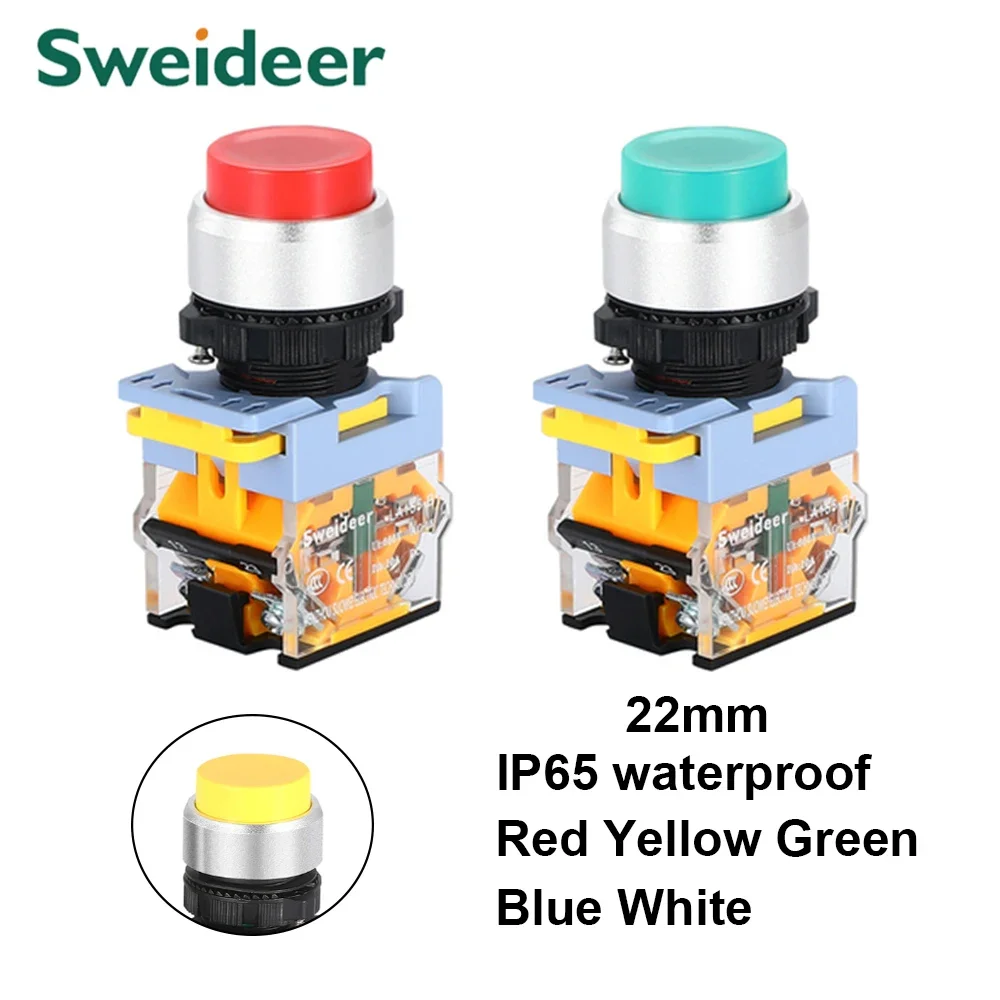 Waterproof Push Button Switch 22mm Momentary Reset Self Locking High Head Power Start STOP ON OFF 12V 24V 220V Red Green 1NO1NC
Waterproof Push Button Switch 22mm Momentary Reset Self Locking High Head Power Start STOP ON OFF 12V 24V 220V Red Green 1NO1NC