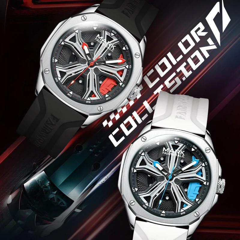 Mark Fairwhale Fashion Men's Quartz Watch Creative Rotating Wheel Dial Luminous Waterproof Silicone Strap Casual Wristwatch
Mark Fairwhale Fashion Men's Quartz Watch Creative Rotating Wheel Dial Luminous Waterproof Silicone Strap Casual Wristwatch