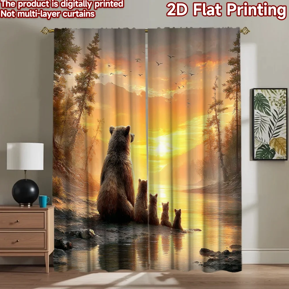 2D flat printing 2pcs Window Drapes Bear Family Sunset Scenery Digital Printed Polyester Drapes Holiday Decorations for Outdoor
2D flat printing 2pcs Window Drapes Bear Family Sunset Scenery Digital Printed Polyester Drapes Holiday Decorations for Outdoor