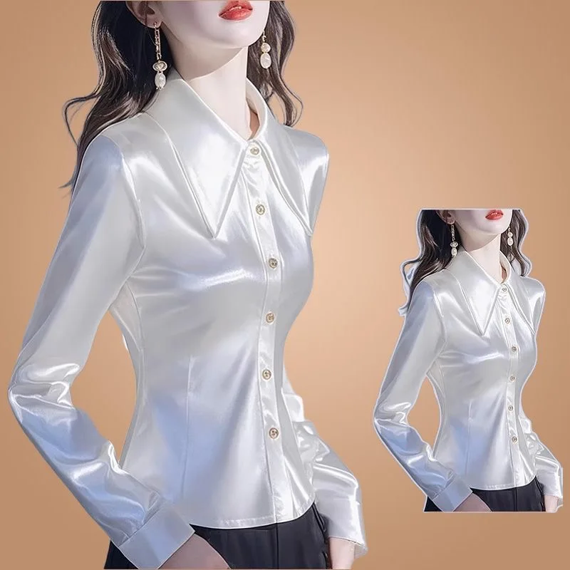 Silk Long Sleeve Shirt Waist Cinched High End Top Professional Collar Women's Slim Fit Shirt Commute Style Polyester Fabric
Silk Long Sleeve Shirt Waist Cinched High End Top Professional Collar Women's Slim Fit Shirt Commute Style Polyester Fabric