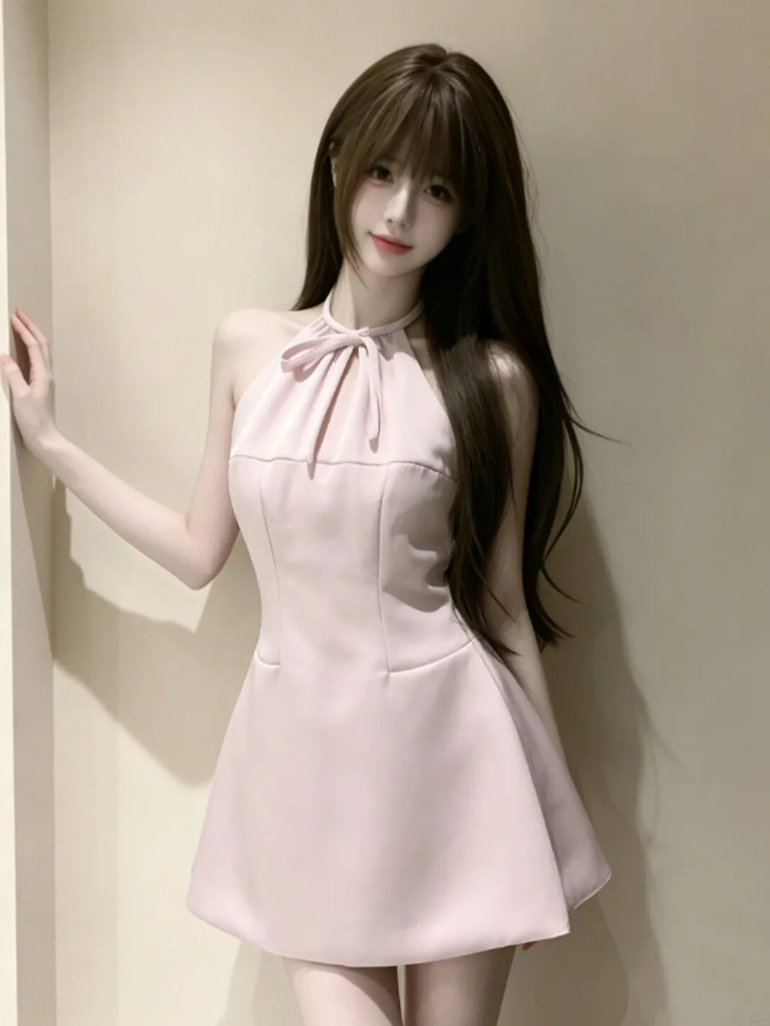 Sweet Gentle Wind Neck Hanging Strap Dress Waist Cinching Short Skirt Summer Fashion Women's Clothing Polyester Fiber Midi Dress
Sweet Gentle Wind Neck Hanging Strap Dress Waist Cinching Short Skirt Summer Fashion Women's Clothing Polyester Fiber Midi Dress