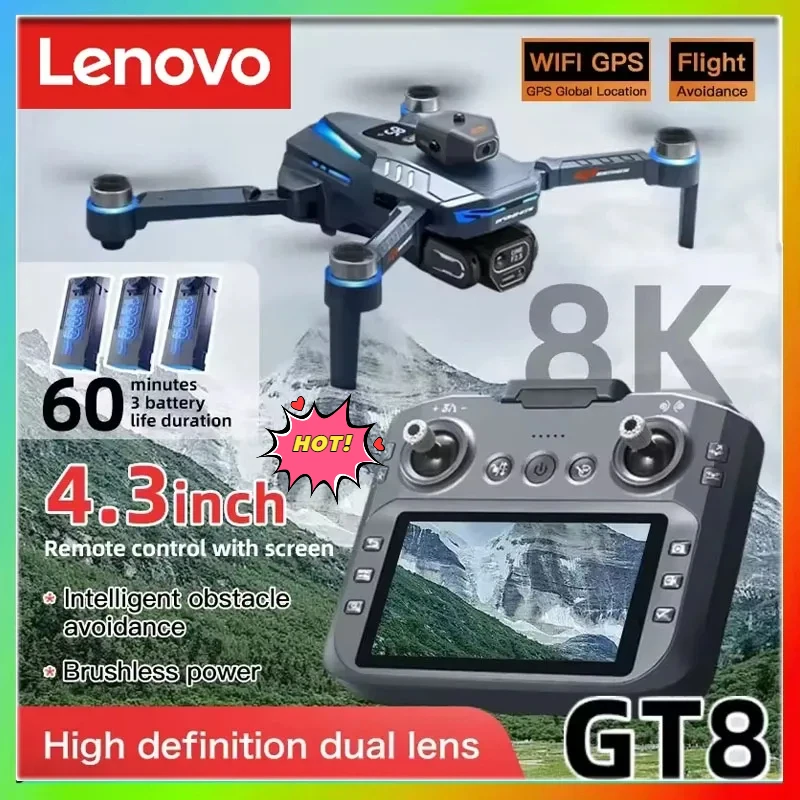 Lenovo GT8 Drone 8K Professional Dual Camera GPS FPV Brushless Motor Optical Flow Hovering Folding Quadcopter 4K RC Dron Toys
Lenovo GT8 Drone 8K Professional Dual Camera GPS FPV Brushless Motor Optical Flow Hovering Folding Quadcopter 4K RC Dron Toys