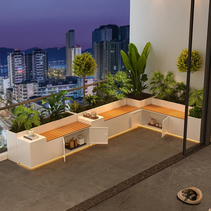Stainless steel flower box outdoor courtyard balcony storage seat combination flower bed art iron flower pool planting box
Stainless steel flower box outdoor courtyard balcony storage seat combination flower bed art iron flower pool planting box