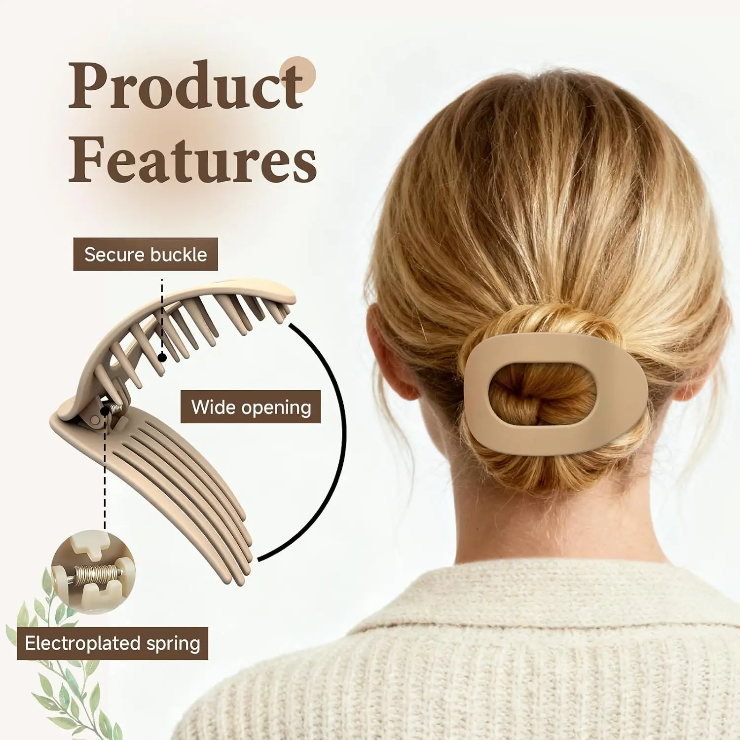 4-Piece Flat Hair Claw Clips – Matte Beige Minimalist Large Hair Clamps, Strong Hold Non-Slip Design for Thick Hair, Perfect for Everyday Hairstyling and Updos
4-Piece Flat Hair Claw Clips – Matte Beige Minimalist Large Hair Clamps, Strong Hold Non-Slip Design for Thick Hair, Perfect for Everyday Hairstyling and Updos