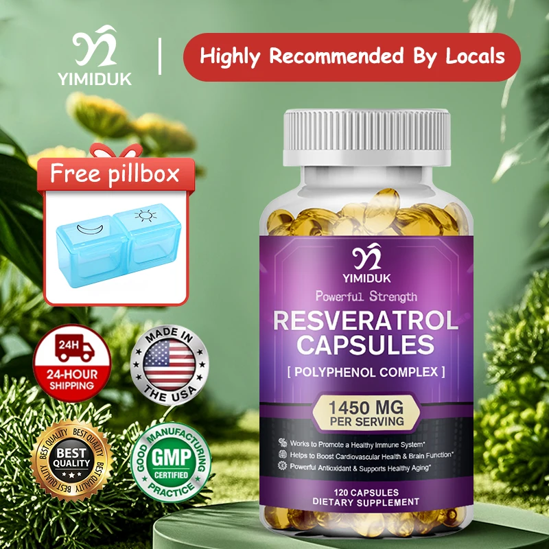 Yimiduk Resveratrol Capsules, with Green Tea Extract, Support Heart & Joint, Cardiovascular, Promote Immune & Skin, Men & Women
Yimiduk Resveratrol Capsules, with Green Tea Extract, Support Heart & Joint, Cardiovascular, Promote Immune & Skin, Men & Women