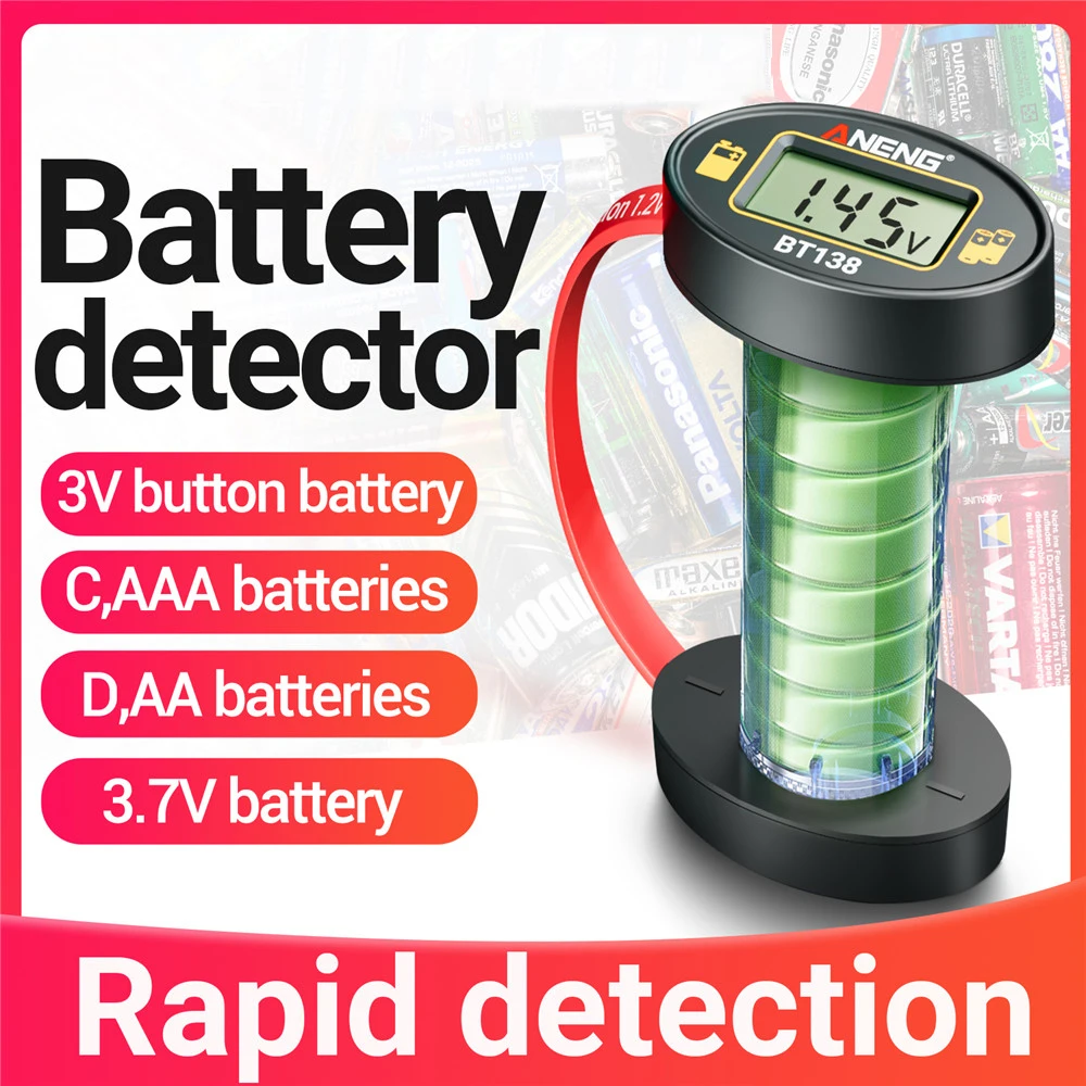 ANENG BT138 Digital Battery Testers Detector Lithium Battery Capacity Tester Display Checkered Analyzer AAA AA Button Cell Test
ANENG BT138 Digital Battery Testers Detector Lithium Battery Capacity Tester Display Checkered Analyzer AAA AA Button Cell Test