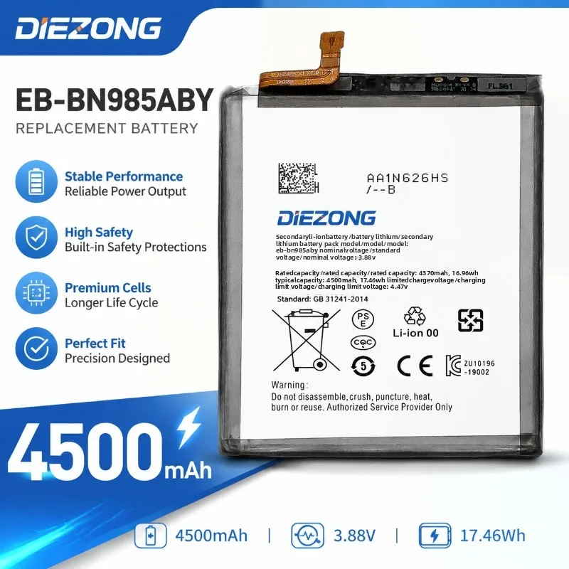EB-BN985ABY for Samsung Note 20Ultra/N985/S20 Ultra 4G Battery EB-BN985ABY High-Quality High-Performance Fast Charging
EB-BN985ABY for Samsung Note 20Ultra/N985/S20 Ultra 4G Battery EB-BN985ABY High-Quality High-Performance Fast Charging