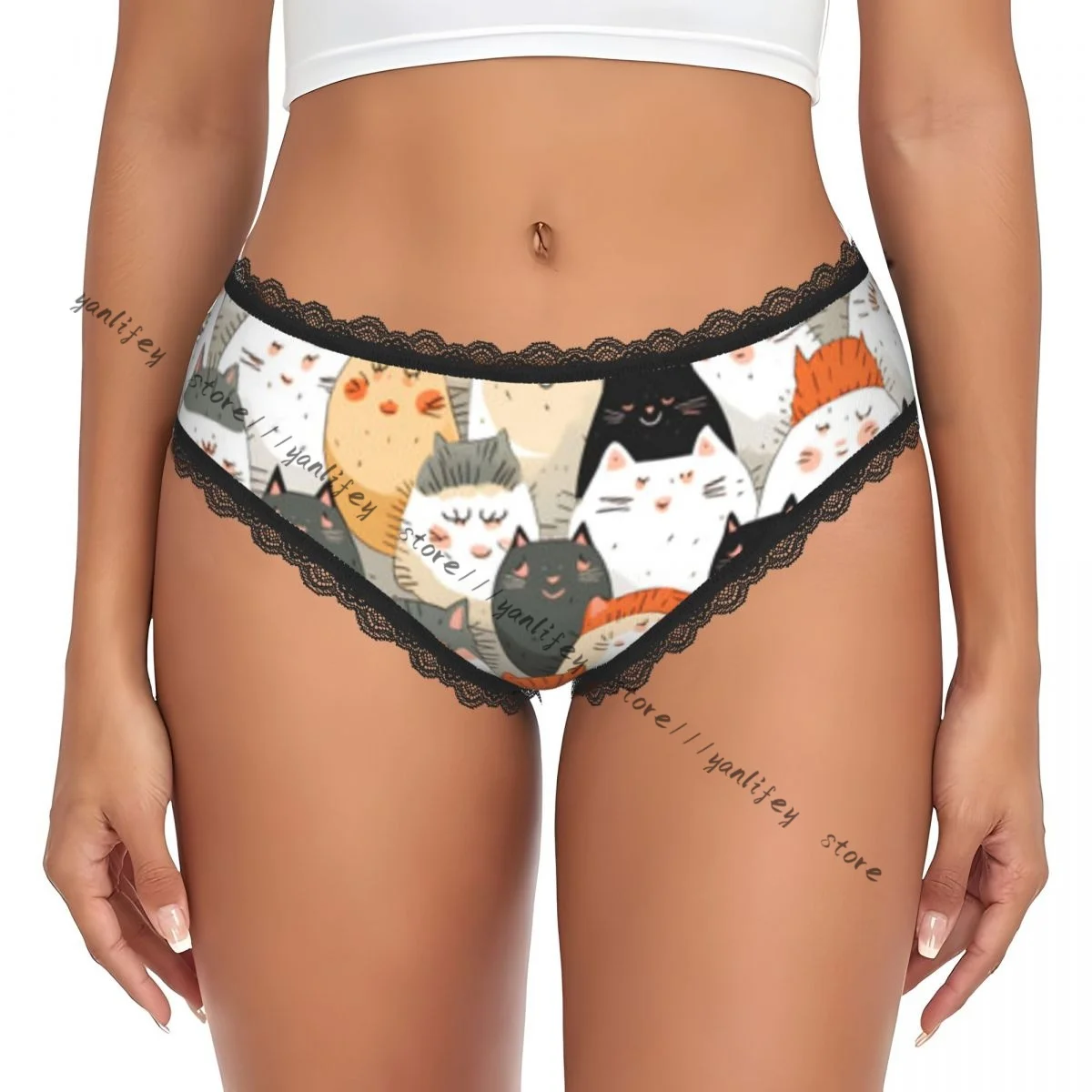 Casual Women Cute Cats In Cartoon Style Lace Triangle Panties Comfort Intimate Wear
Casual Women Cute Cats In Cartoon Style Lace Triangle Panties Comfort Intimate Wear
