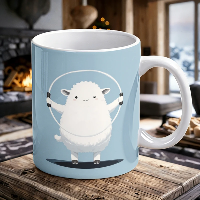 Cute Jumping Rope Sheep Ceramic Mug Funny Workout Animal Coffee Cup, Milk Cup, Drinking Cup, Gift for Friends, Fade-Resistant
Cute Jumping Rope Sheep Ceramic Mug Funny Workout Animal Coffee Cup, Milk Cup, Drinking Cup, Gift for Friends, Fade-Resistant