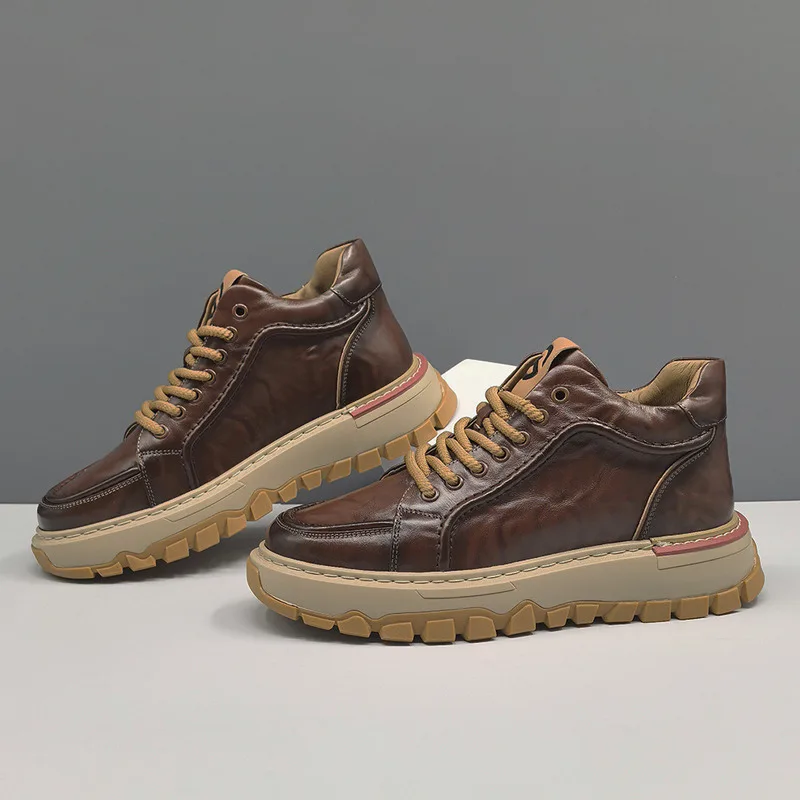 Leather Board Men Sneakers Trendy Versatile Shoes Men's High-end Light Luxury Layer Cowhide High Top Shoes Leather Suede Loafers
Leather Board Men Sneakers Trendy Versatile Shoes Men's High-end Light Luxury Layer Cowhide High Top Shoes Leather Suede Loafers