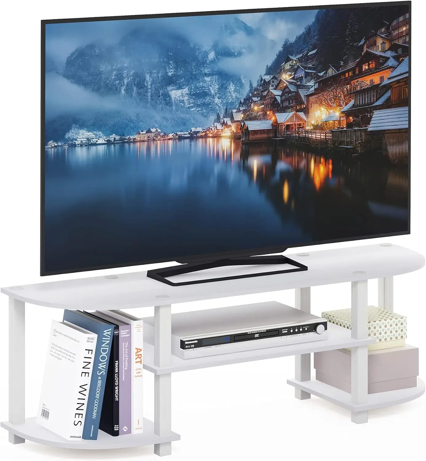 White Turn-S-Tube Wide TV Entertainment Center, Modern Media Console with Storage Shelves for Living Room
White Turn-S-Tube Wide TV Entertainment Center, Modern Media Console with Storage Shelves for Living Room