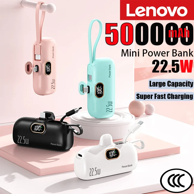 Lenovo 50000mAh Mini Capsule Power Bank 22.5W High Capacity Super Fast Charging External Battery for iPhone Huawei Samsung
Lenovo 50000mAh Mini Capsule Power Bank 22.5W High Capacity Super Fast Charging External Battery for iPhone Huawei Samsung