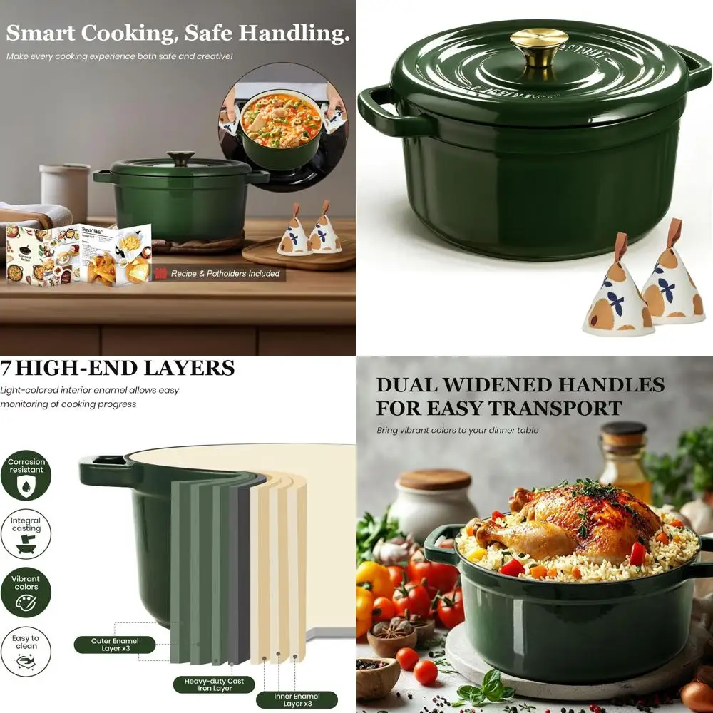 5-литровая эмалированная чугунная голландская духовка с крышкой и ватними пакетами — прочная посуда для тушения, раковины, обжарки и хлеба B
5-литровая эмалированная чугунная голландская духовка с крышкой и ватними пакетами — прочная посуда для тушения, раковины, обжарки и хлеба B