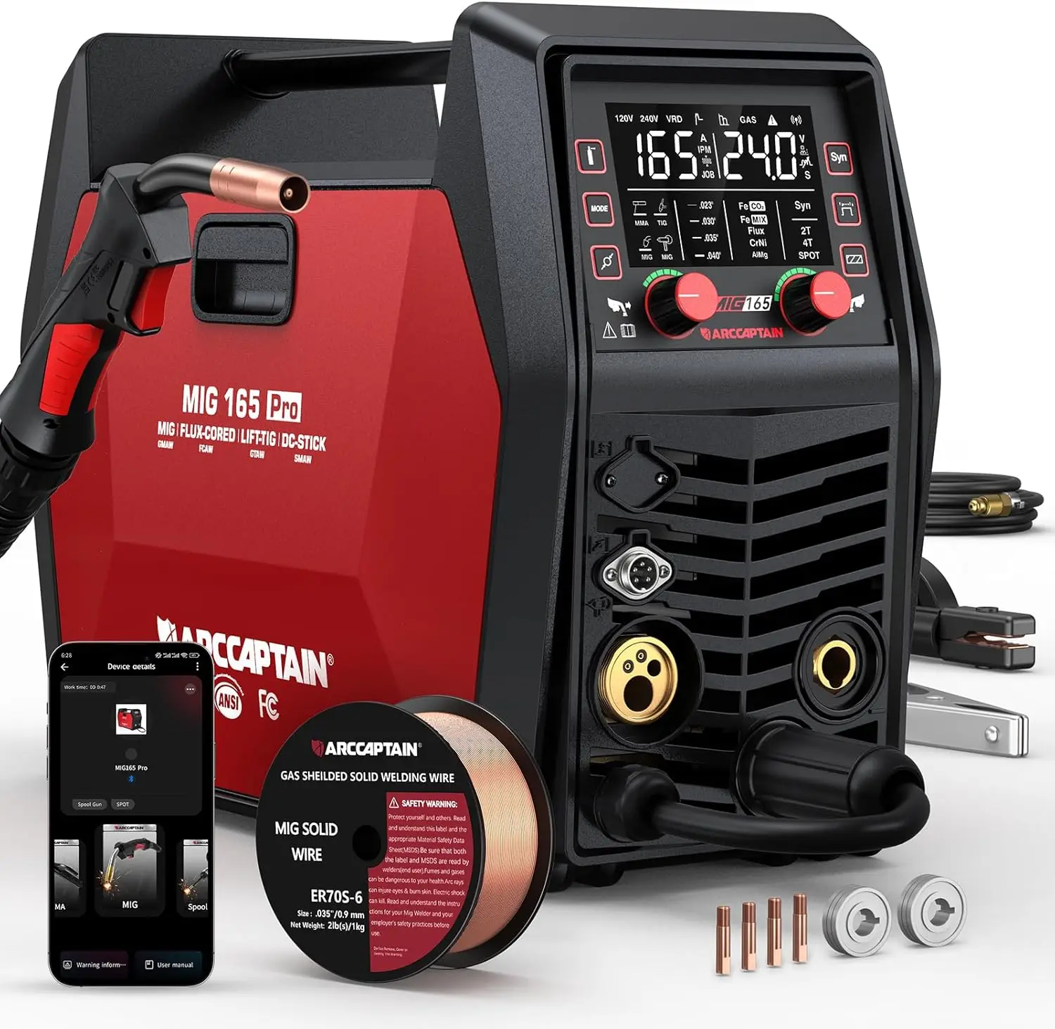 ARCCAPTAIN IControl MIG165 Pro 165A 120V/240V APP Control for Aluminum 6-in-1 Muti-process Welding Machine
ARCCAPTAIN IControl MIG165 Pro 165A 120V/240V APP Control for Aluminum 6-in-1 Muti-process Welding Machine