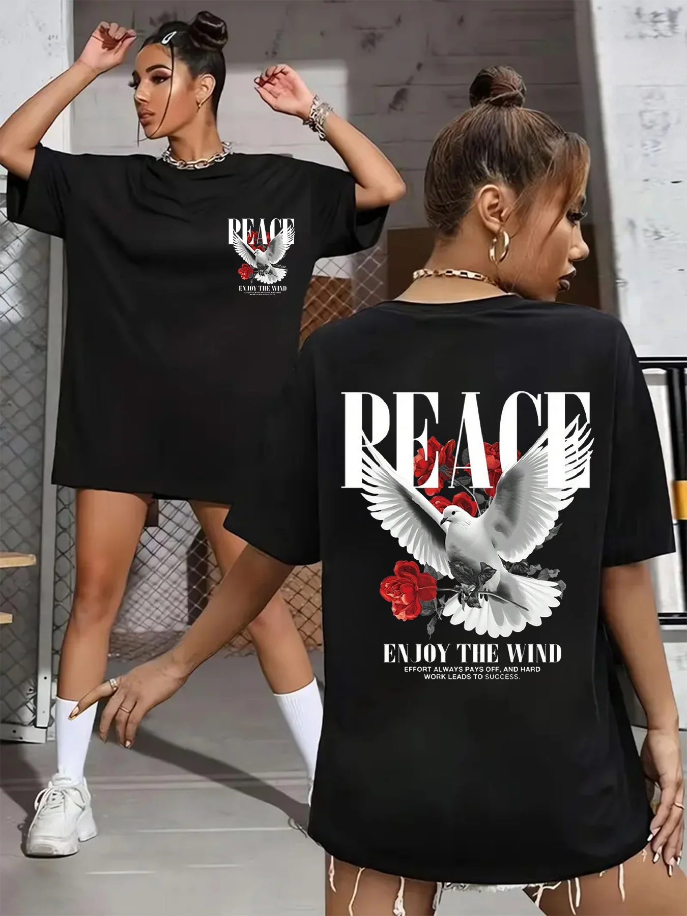 Summer Women's Plus Size T-Shirt Original Design Fashion Peace Doves Printed Women's Casual Soft Round Neck Short Sleeved Tops
Summer Women's Plus Size T-Shirt Original Design Fashion Peace Doves Printed Women's Casual Soft Round Neck Short Sleeved Tops