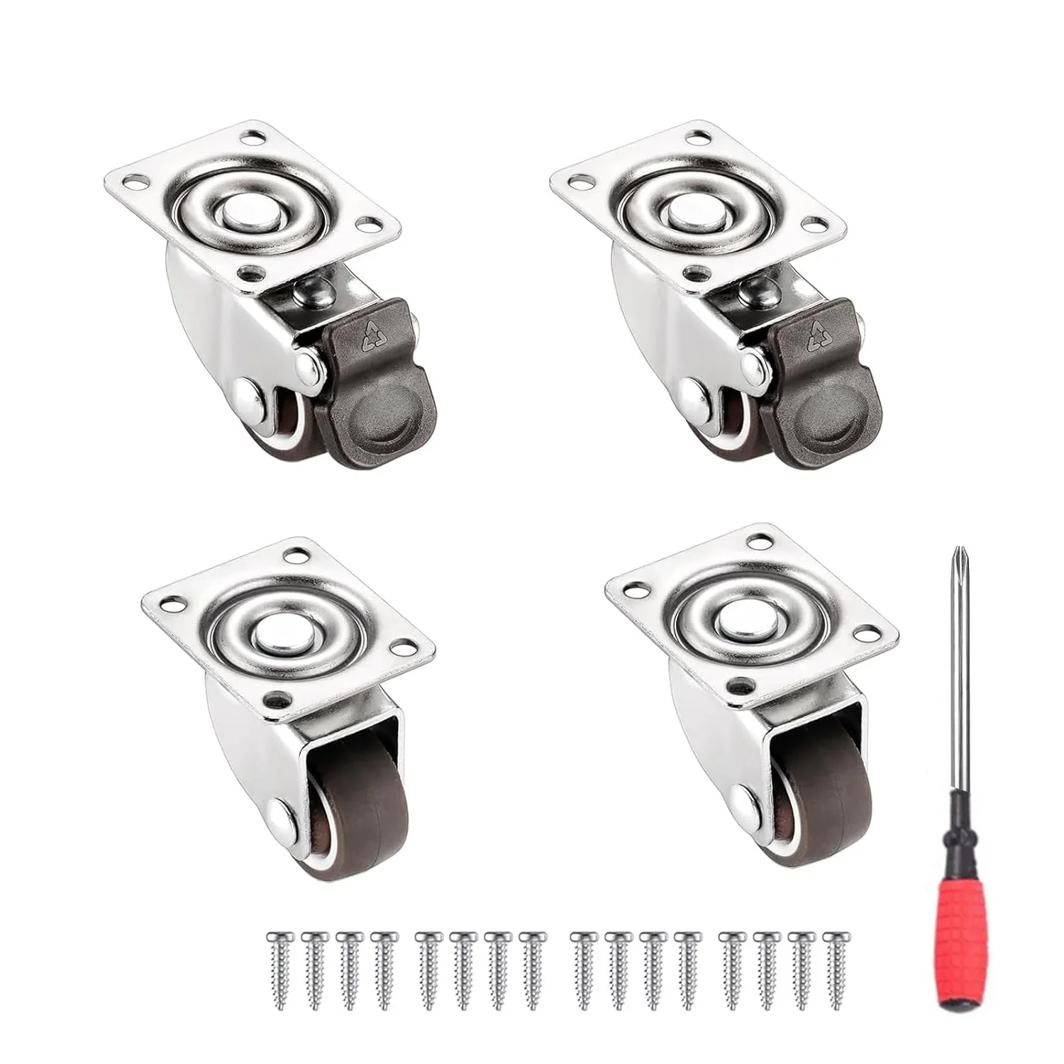 Casters 2-inch casters set of 4, heavy-duty swivel rolling wheels 2 with brakes for furniture, tables, carts
Casters 2-inch casters set of 4, heavy-duty swivel rolling wheels 2 with brakes for furniture, tables, carts
