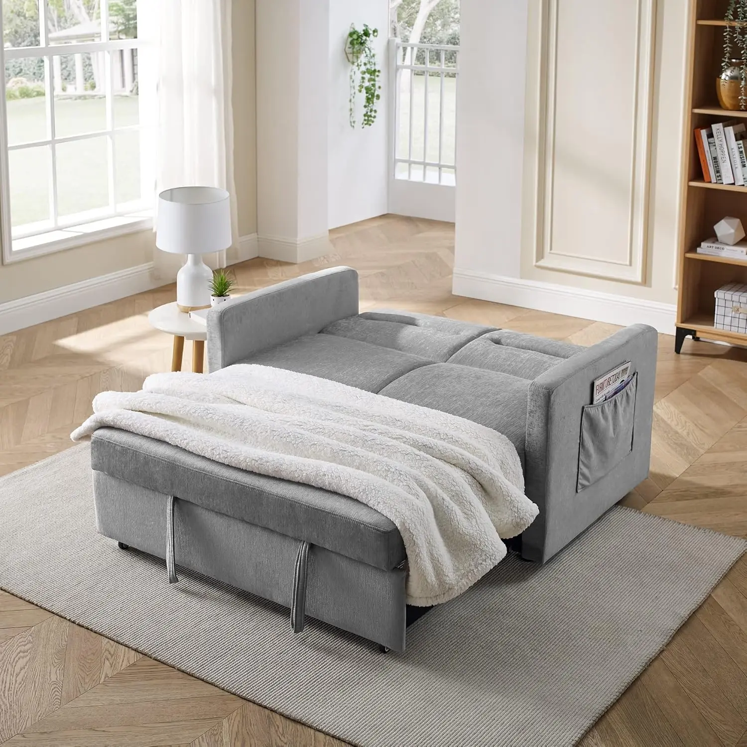 3-in-1 Convertible Sleeper Loveseat with Arm Pockets Adjustable Backrest Pull-Out Trundle Home Office Living Room, Customized
3-in-1 Convertible Sleeper Loveseat with Arm Pockets Adjustable Backrest Pull-Out Trundle Home Office Living Room, Customized