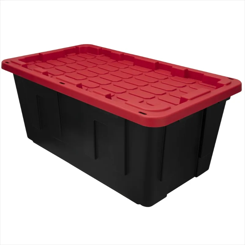 NEW Extra Large Storage Bin, 40 Gallon Plastic Storage Container with Snap-On Lid, Black and Red
NEW Extra Large Storage Bin, 40 Gallon Plastic Storage Container with Snap-On Lid, Black and Red