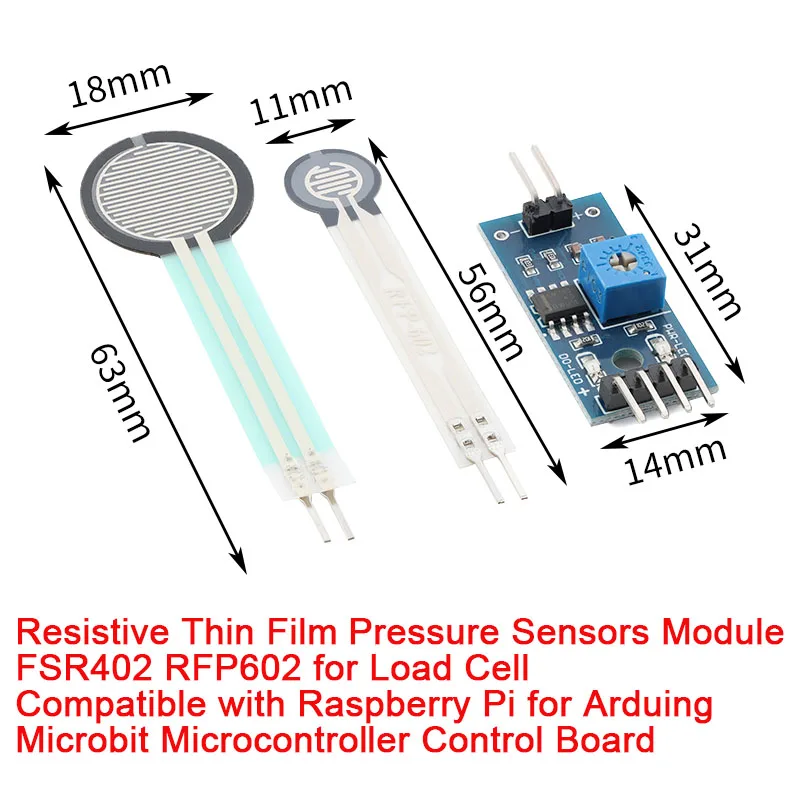 Fsr402 Rfp602 Resistance Membrane Pressure Sensor Pressure Switch Long Tail Voltage Conversion Module
Fsr402 Rfp602 Resistance Membrane Pressure Sensor Pressure Switch Long Tail Voltage Conversion Module