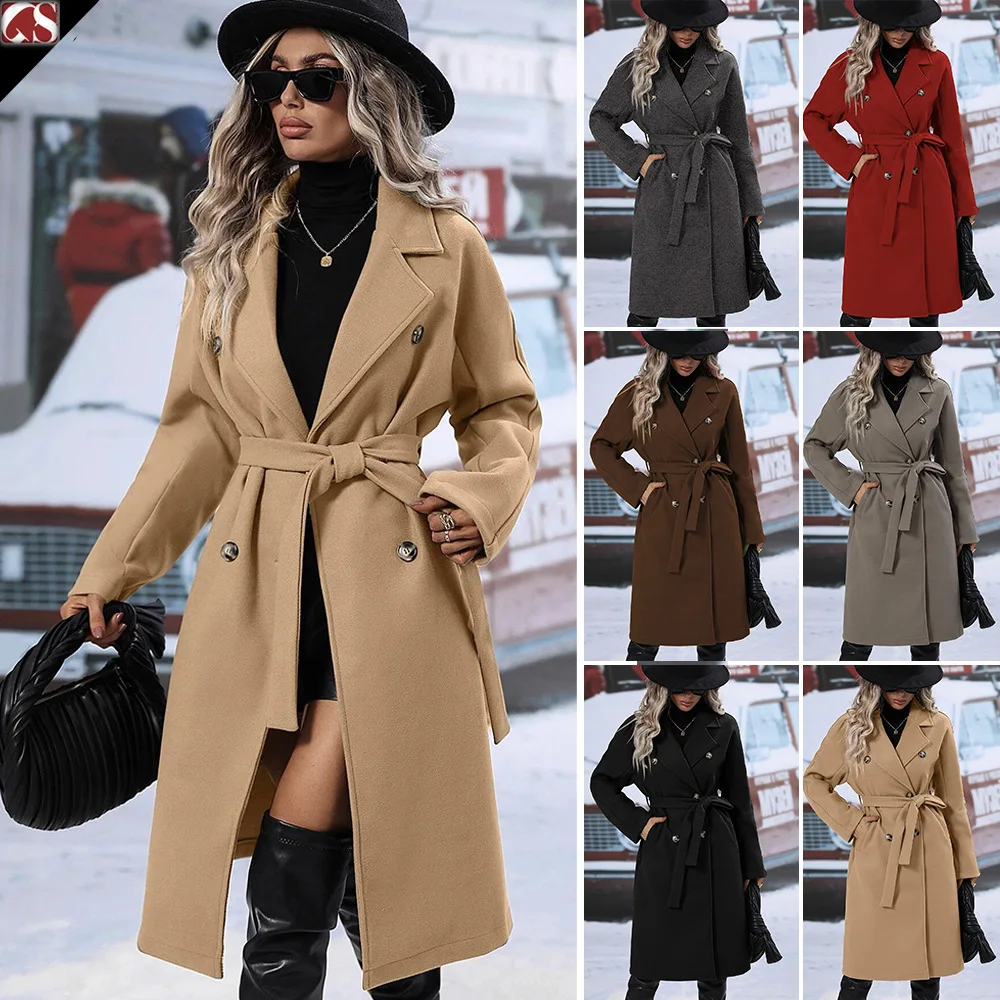 Loose Wool Overcoats Women Laple Double-Breasted With Belted Long Sleeve Female Trench Coat 2025 Autumn Winter Lady Windbreaker
Loose Wool Overcoats Women Laple Double-Breasted With Belted Long Sleeve Female Trench Coat 2025 Autumn Winter Lady Windbreaker