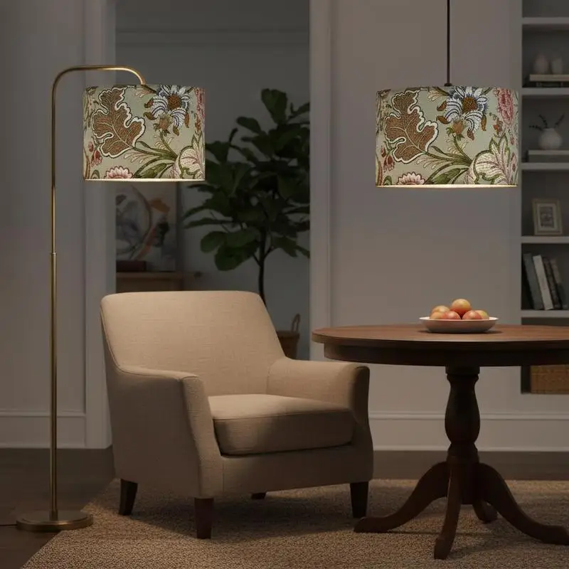 Drum Lamp Cover 13x13x10 For Table Floor Pendant, Linen Fabric Soft Light Diffusion, Dark Floral Design, Replaces Existing Shade
Drum Lamp Cover 13x13x10 For Table Floor Pendant, Linen Fabric Soft Light Diffusion, Dark Floral Design, Replaces Existing Shade