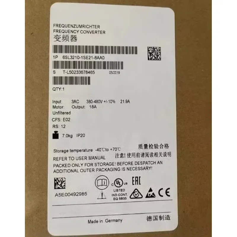 Brand New 6SL3210-1SE21-8AA0 6SL3210 1SE21 8AA0 Fast Delivey
Brand New 6SL3210-1SE21-8AA0 6SL3210 1SE21 8AA0 Fast Delivey