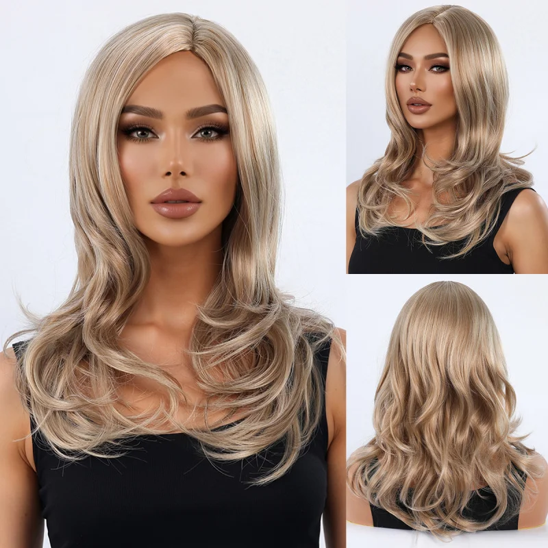 European and American style highlighted middle-parted large wavy COS light brown gradient anime wig for women, new synthetic fib
European and American style highlighted middle-parted large wavy COS light brown gradient anime wig for women, new synthetic fib