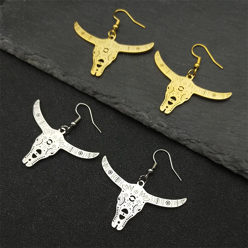Bohemia Cattle Cow Bull Calf Dangle Earrings for Women Men Stainless Steel Gold Silver Color Man Chain Earring Jewelry Gifts 
Bohemia Cattle Cow Bull Calf Dangle Earrings for Women Men Stainless Steel Gold Silver Color Man Chain Earring Jewelry Gifts