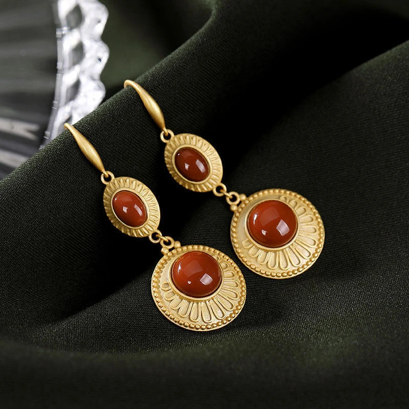 Designer original new ancient gold craftsmanship inlaid South red tourmaline earrings for women elegant ladies jewelry
Designer original new ancient gold craftsmanship inlaid South red tourmaline earrings for women elegant ladies jewelry