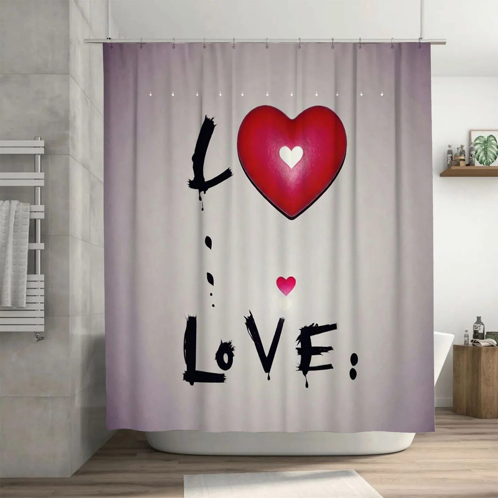 Занавеска для душа Love Heart — водонепроницаемая, устойчивая к плесени, машинная стирка для романтического декора ванной комнаты
Занавеска для душа Love Heart — водонепроницаемая, устойчивая к плесени, машинная стирка для романтического декора ванной комнаты