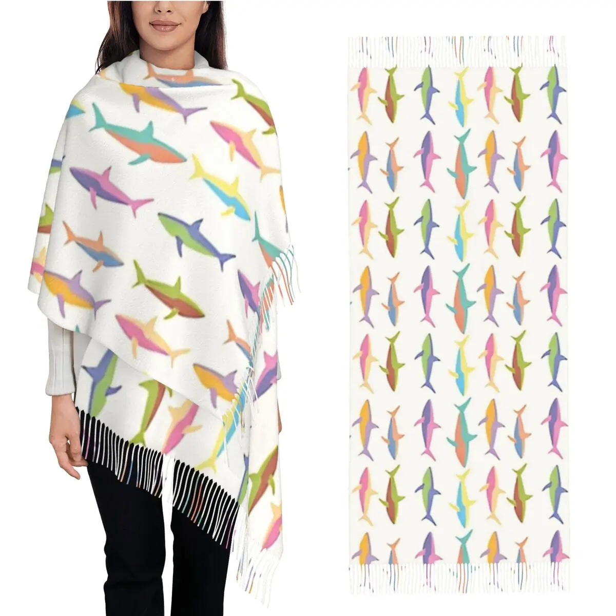 Shark Rainbow Shawl Wrap for Women Winter Warm Large Soft Scarf Starry Whale Sharks Pashminas Shawl Scarves
Shark Rainbow Shawl Wrap for Women Winter Warm Large Soft Scarf Starry Whale Sharks Pashminas Shawl Scarves