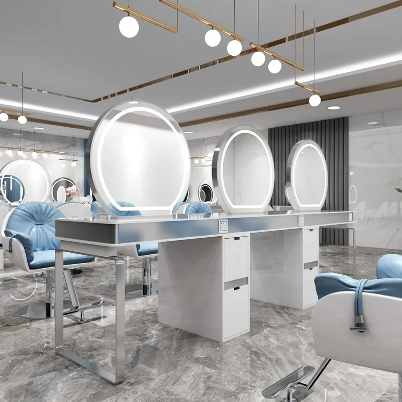 Custom-made online celebrity hair salon mirror barber shop with cabinet hair salon special tide mirror with lamp stainless
Custom-made online celebrity hair salon mirror barber shop with cabinet hair salon special tide mirror with lamp stainless