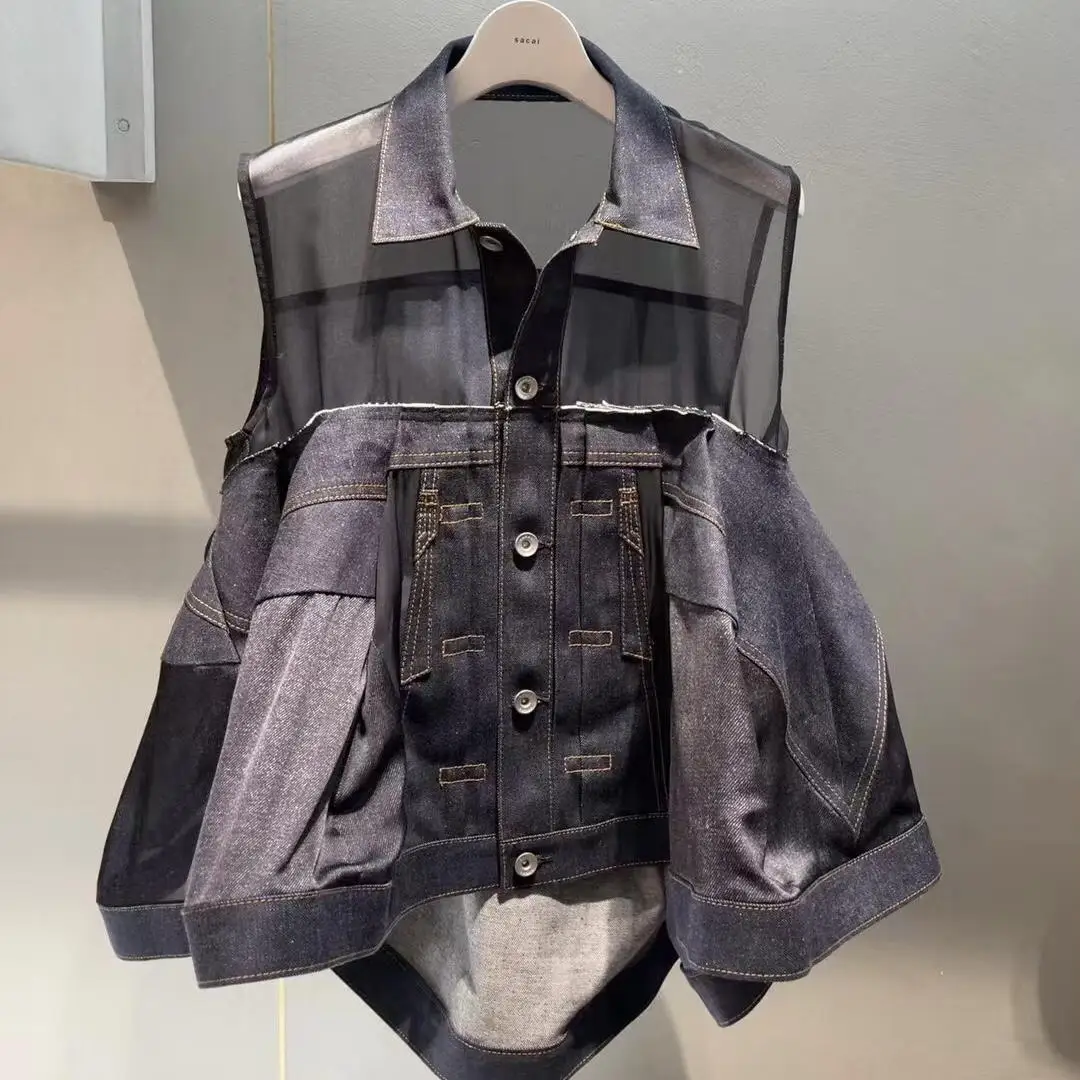 FOG SACAI японский Sle весна-лето новый прозрачный джинсовый жилет с скользящим швом цветная лоскутная верхняя часть воротника на одной пуговице
FOG SACAI японский Sle весна-лето новый прозрачный джинсовый жилет с скользящим швом цветная лоскутная верхняя часть воротника на одной пуговице