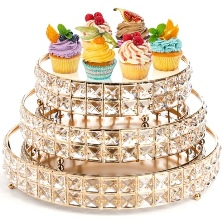 3 Pack Crystal Cake Display Stand with Mirror 14" 12" 10" Metal Pedestal Gold Round Cake Plate Stand Dessert Cookies Fruit Serv
3 Pack Crystal Cake Display Stand with Mirror 14" 12" 10" Metal Pedestal Gold Round Cake Plate Stand Dessert Cookies Fruit Serv