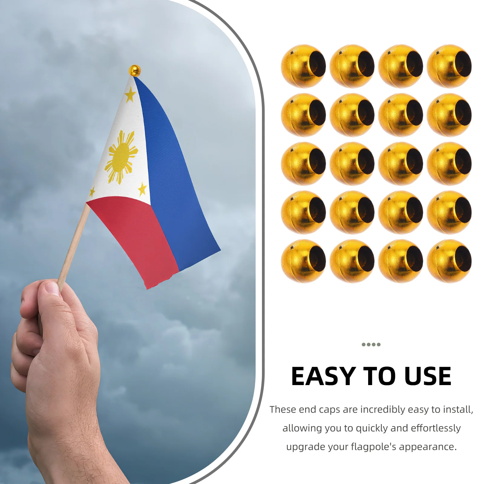 20Pcs Flagpole Finials Gold Pennants Topper Durable Small Flagpole Heads Easy Install Indoor Outdoor Flag Decorations
20Pcs Flagpole Finials Gold Pennants Topper Durable Small Flagpole Heads Easy Install Indoor Outdoor Flag Decorations