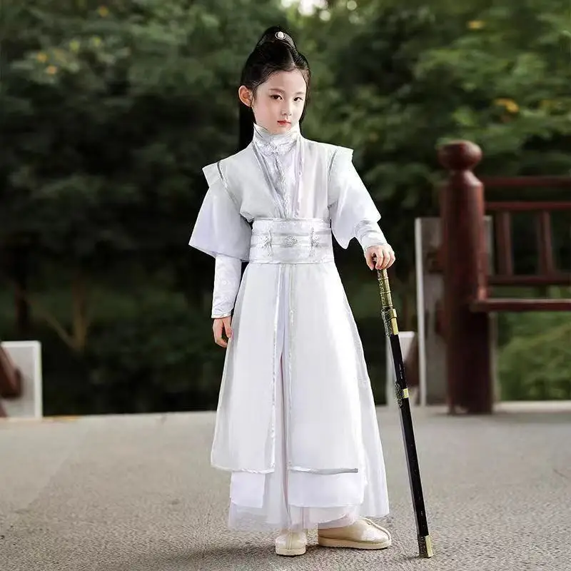 Upgraded Kids Swordsman Hanfu Dress Spring Summer Traditional Costume Classic Vintage Boys Girls Carnival Stage Performance Suit
Upgraded Kids Swordsman Hanfu Dress Spring Summer Traditional Costume Classic Vintage Boys Girls Carnival Stage Performance Suit
