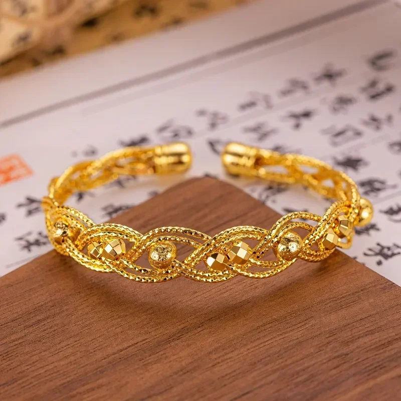 9999 Real Gold 24K Light Luxury Niche Premium Sense Braid Explosive Flash Bracelet Fashion Weaving Gold Thread Opening Bracelet
9999 Real Gold 24K Light Luxury Niche Premium Sense Braid Explosive Flash Bracelet Fashion Weaving Gold Thread Opening Bracelet
