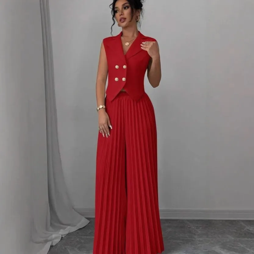 Casual Sleeveless Jumpsuit Button Front Solid Color Romper High Waist Wide Leg Pants Overalls Teal Crop Top Vest Maxi Length
Casual Sleeveless Jumpsuit Button Front Solid Color Romper High Waist Wide Leg Pants Overalls Teal Crop Top Vest Maxi Length