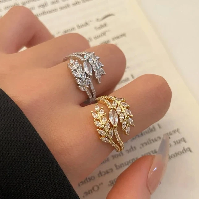 Real 925 Sterling Silver 18K Gold Zircon Leaves Opening Rings for Women Plant Fine Jewelry Minimalist Trendy Accessories
Real 925 Sterling Silver 18K Gold Zircon Leaves Opening Rings for Women Plant Fine Jewelry Minimalist Trendy Accessories