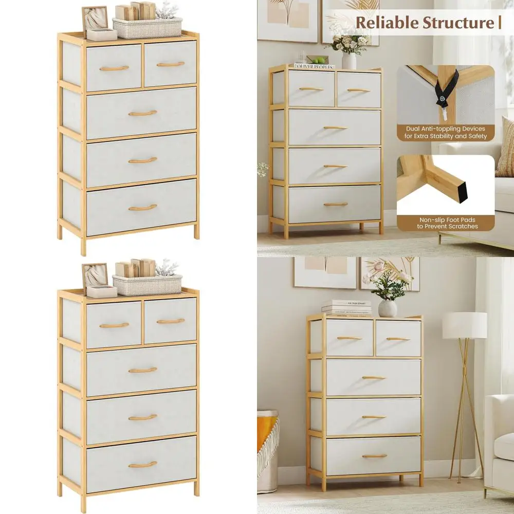 5-Tier Bamboo Storage Organizer with Fabric Drawers for Bedroom, Living Room, and Hallway - Natural Finish
5-Tier Bamboo Storage Organizer with Fabric Drawers for Bedroom, Living Room, and Hallway - Natural Finish