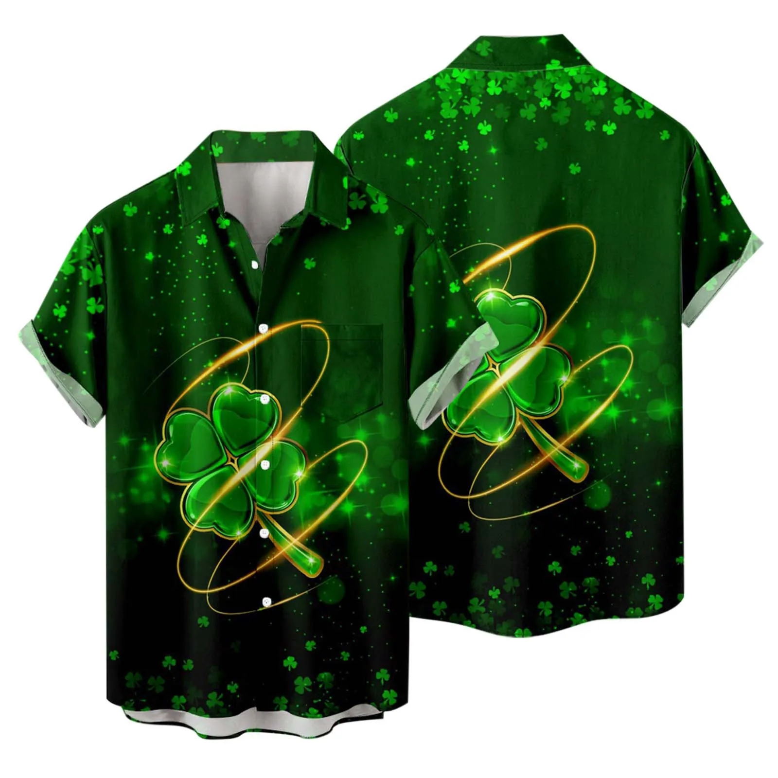 2025 Men's St. Patricks Day Shirt Lucky Green Clover Festival Party Shirts Short Sleeve Button Lapel Casual Fashion Blouse
2025 Men's St. Patricks Day Shirt Lucky Green Clover Festival Party Shirts Short Sleeve Button Lapel Casual Fashion Blouse