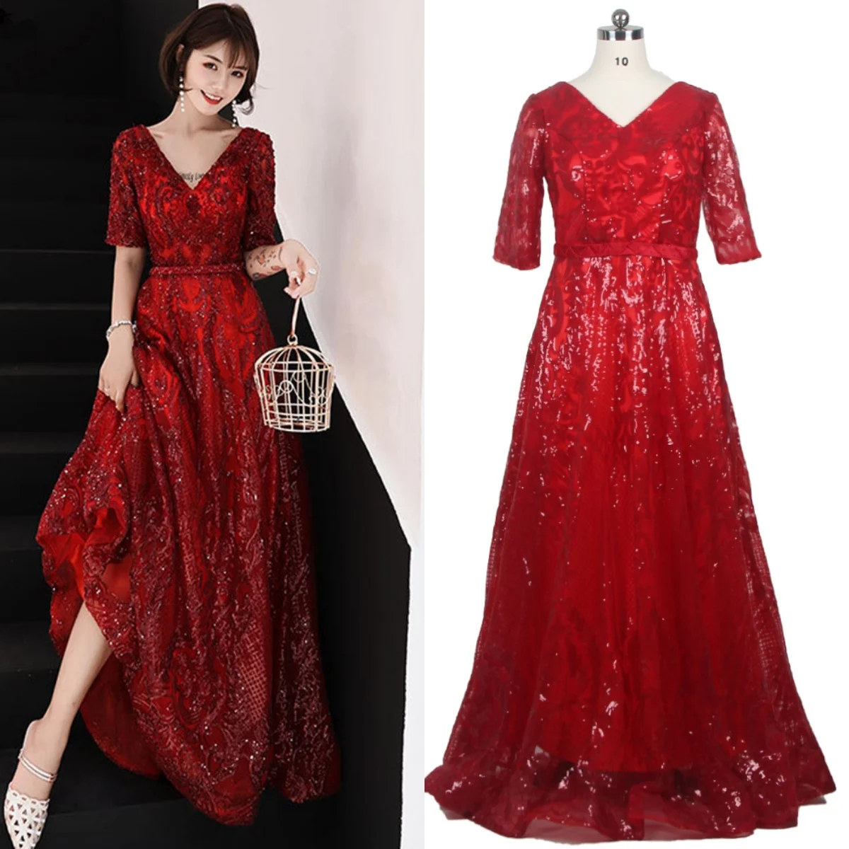 It's YiiYa Evening Dress Wine Red Sequins V-neck A line Elegant Formal Dresses Short Sleeve Backless Party Gown For Women E075
It's YiiYa Evening Dress Wine Red Sequins V-neck A line Elegant Formal Dresses Short Sleeve Backless Party Gown For Women E075