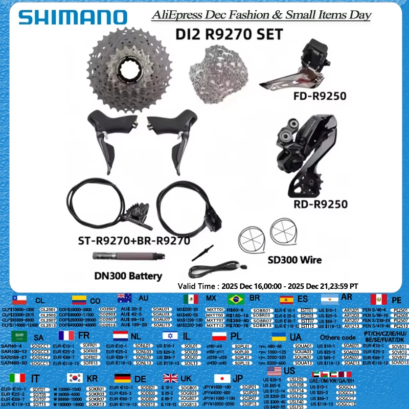 Shimano Dura ace Di2 R9270 2x12S Groupset R9250 Front/Rear Derailleur 11-30T 11-34T Cassette R9200 Road Bicycle Di2 Part Set
Shimano Dura ace Di2 R9270 2x12S Groupset R9250 Front/Rear Derailleur 11-30T 11-34T Cassette R9200 Road Bicycle Di2 Part Set