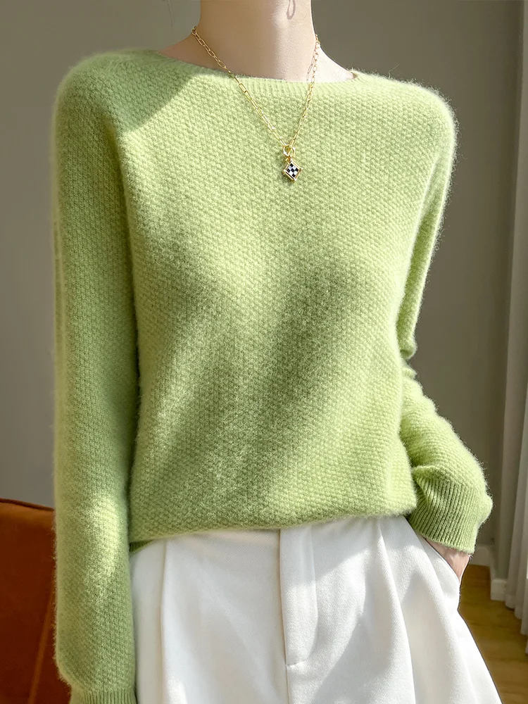 New Seamless Cashmere Sweater Autumn Winter 100% Merino Wool Women's Round neck Knitted Pullover Solid Color Long Sleeve Tops
New Seamless Cashmere Sweater Autumn Winter 100% Merino Wool Women's Round neck Knitted Pullover Solid Color Long Sleeve Tops