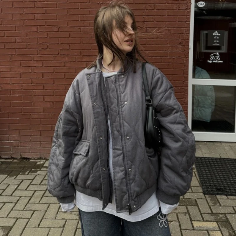 TARUXY Stylish Loose Aviator Cotton Jacket Women Solid Pocket Single Breasted Stand Collar Coat Autumn Winter New Casual Jacket 
TARUXY Stylish Loose Aviator Cotton Jacket Women Solid Pocket Single Breasted Stand Collar Coat Autumn Winter New Casual Jacket