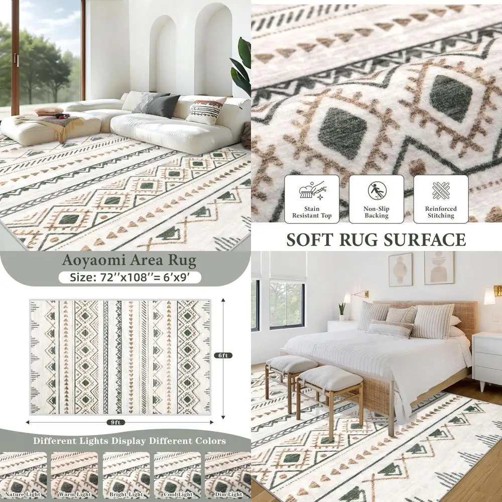Area Rug for Living Room 6x9: Large Washable Boho Moroccan Rugs Geometric Neutral Rug, Non-Slip Foldable Morden Farmhouse Indoor
Area Rug for Living Room 6x9: Large Washable Boho Moroccan Rugs Geometric Neutral Rug, Non-Slip Foldable Morden Farmhouse Indoor