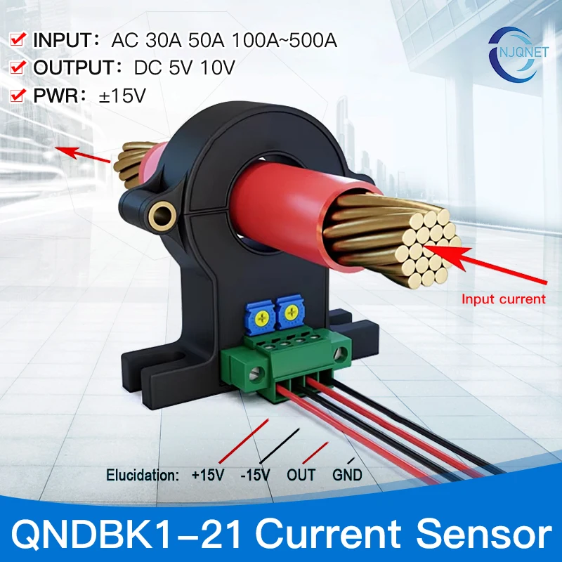 Current Transducer QNDBK1-21 AC30A 50A 100A 200A 300 500A /DC 5V 10V PWR ±15V current transformer split hall current Transmitter
Current Transducer QNDBK1-21 AC30A 50A 100A 200A 300 500A /DC 5V 10V PWR ±15V current transformer split hall current Transmitter