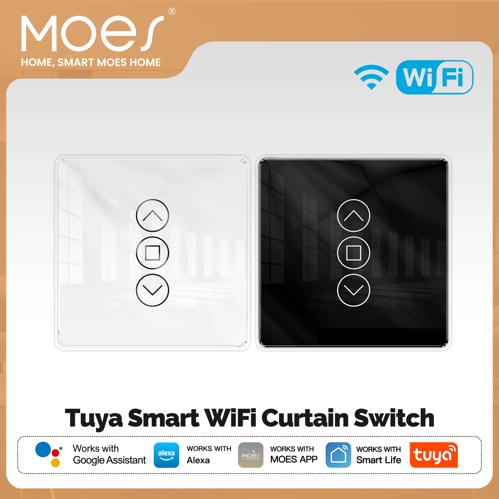 MOES WiFi RF433 Smart 2.5D Arc Glass Touch Curtain Switch for Roller Blinds Shutters Smart Life/Tuya APP Works Alexa Google Home
MOES WiFi RF433 Smart 2.5D Arc Glass Touch Curtain Switch for Roller Blinds Shutters Smart Life/Tuya APP Works Alexa Google Home