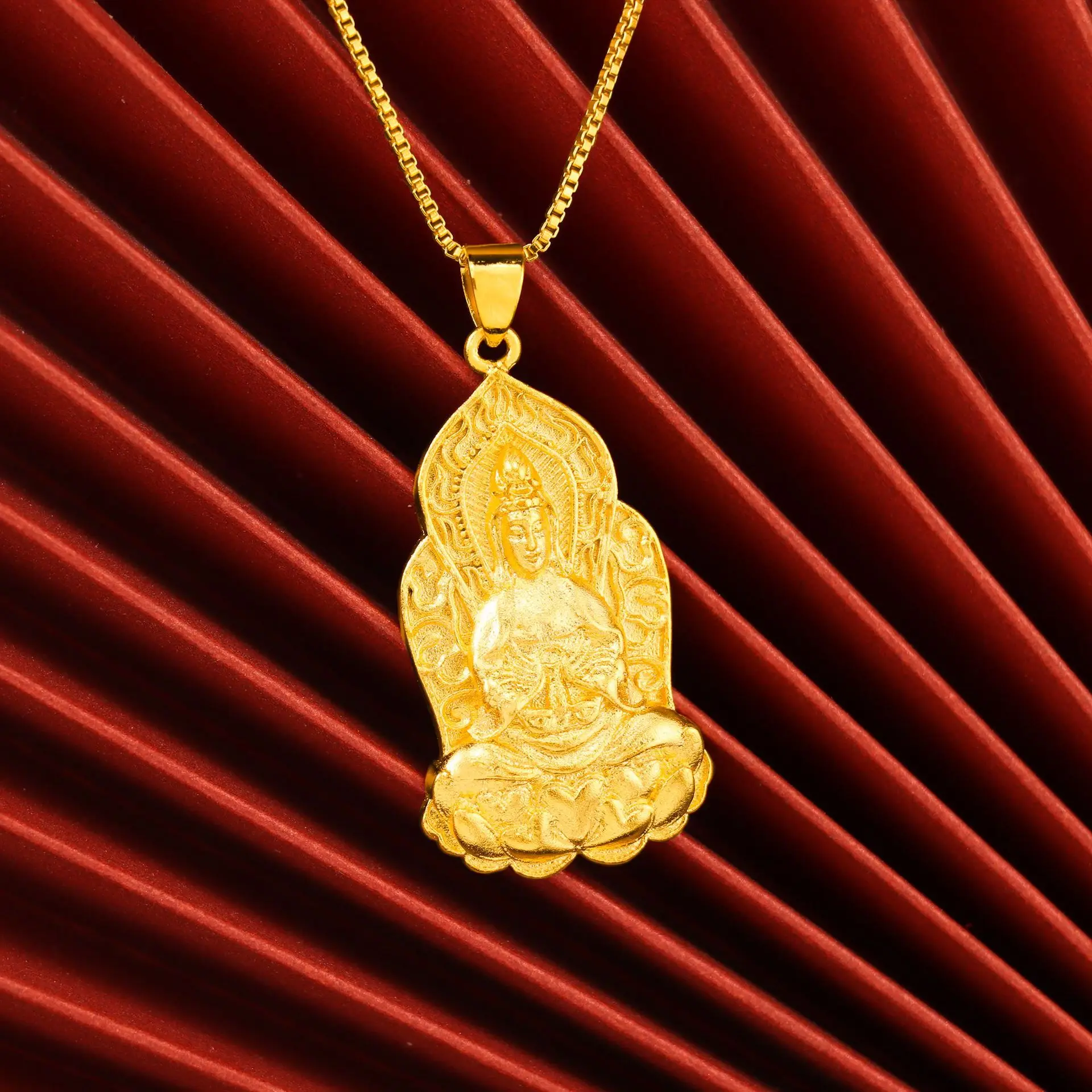 Sanded Lotus Guanyin Pendant (24K AU999) Unisex - Sandblasted Matte, Lotus Guanyin Emboss, Festive Gift, Peaceful Meaning
Sanded Lotus Guanyin Pendant (24K AU999) Unisex - Sandblasted Matte, Lotus Guanyin Emboss, Festive Gift, Peaceful Meaning