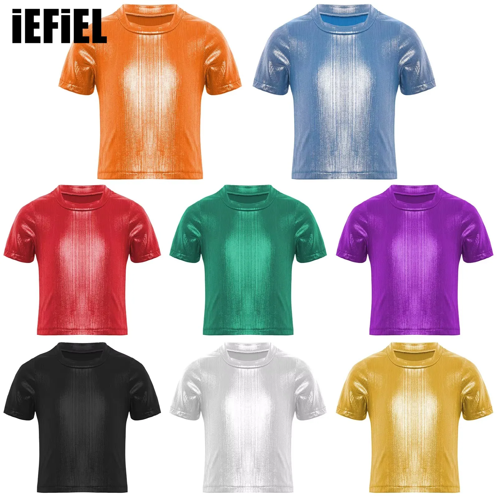 Kids Girls Metallic Dance Top Round Neck Short Sleeve Shimmery T-shirt for Hip-Hop Jazz
Kids Girls Metallic Dance Top Round Neck Short Sleeve Shimmery T-shirt for Hip-Hop Jazz